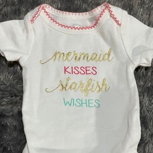 White onesie- mermaid kisses starfish wishes
